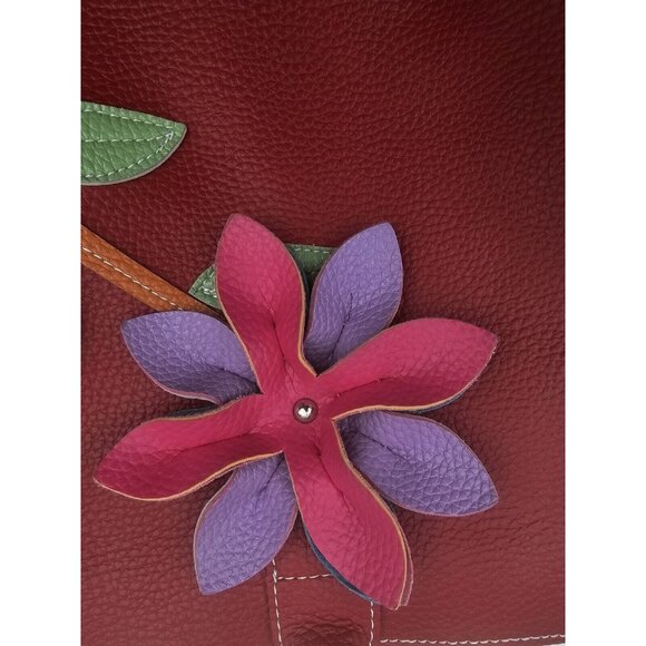 Mellow World RED PYTHON LEATHERETTE 3D FLOWER,PURSE - Picture 3 of 7
